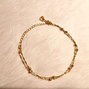 Dainty Gold Tone Double Layer Bracelet